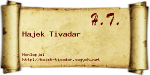 Hajek Tivadar névjegykártya